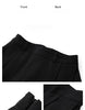 Black Wide-Leg Pants Autumn Flowy Ankle-Length Side Zipper Detail Trousers Office Lady Commuter Bottoms A1738
