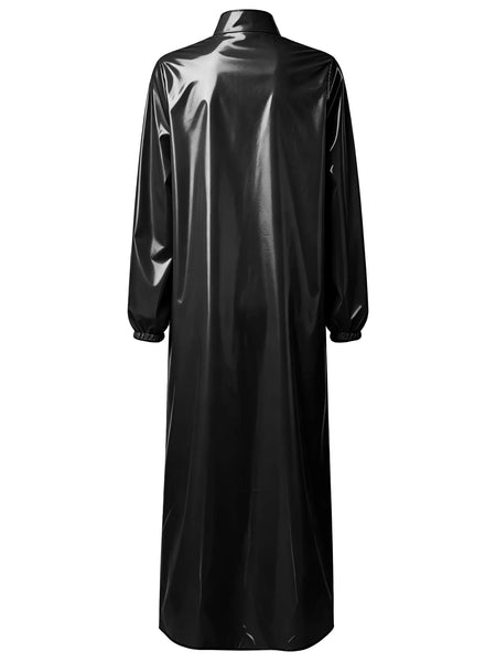 Women's Sexy Glossy Vinyl Metallic Dress Turtleneck Long Sleeve Shiny Clubwear for Rave Party Music Festival Night Out