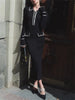 Ruffled Knit Dress Women Autumn Ribbed Contrast Long Sleeve High Waist Lapel Gown Dress Knitwear Ladies Maxi Dress