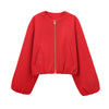 Mujer Red Zipper Bomber Jackets for Women Soft Cropped Jackets Woman Long Sleeve Woman's Sports Jacket Outerwears