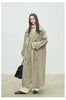Spring Autumn Oversized Khaki Long Trench Coat for Women Double Breasted Loose Casual European Overcoat