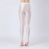Sexy Women Thin Sheer See Through Pants Elastic Sexy Tight Silk Shiny Pencil Pant Oil Glossy Candy Color Yoga Leggings