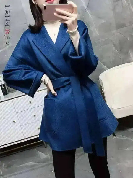 Autumn Women Elegant Double-sided Long Sleeve Solid Color Cardigan Cashmere Soft Coat Female 2W402