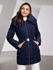 Women's Winter Jacket Hooded Belt Long Parkas Warm Padding Puffer Plaid Quilted Coat Down Jacket Thick Snow Wear