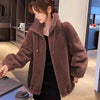 Women Winter Warm Double Coral Fleece Overcoat Solid Soft Plush Stand Collar Coats Ladies Long Sleeved Zipper Outerwears