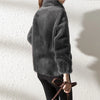 Women Winter Warm Double Coral Fleece Overcoat Solid Soft Plush Stand Collar Coats Ladies Long Sleeved Zipper Outerwears