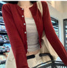 Red Cardigan Sweater for Women Soft Knit Long Sleeve Button-up Crop Jacket Blouse Top Spring Autumn Shrunken Cardigan Y2K