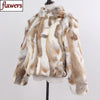 Genuine Rabbit Fur Coat Women Real Rabbit Fur Jacket Lady Winter Fur Overcoat Customized Big Size Mandarin Collar