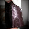 Croc Embossed Cropped Faux Leather Jacket High Stand Collar Long Sleeve Oversized Women Jackets Autumn Chic Coats