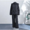 In stock Polka Dot Hooded Puffer Coat Drawstring Hem Zip‑Up Winter Women Warm Pants Set Glam Causal Lady Cotton‑Padded Suit