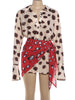 Sexy Single-Breasted Dress Women Silk Scarf Strap Patchwork Full Sleeve Polka Dot Print Hottie Music Festival Bodycon