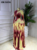 Women Tie Dye Print O-neck Long Sleeve Pleated Long Dress Sexy Mesh Evening Party Birthday Vacation Dresses Vestido