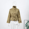 Autumn Stand Collar Trench Coats For Women Long Sleeve Belt Double Breasted Jacket Lady High Street Chic Outerwear