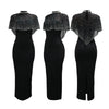 Women Short Cloak Sleeve Rhinestone Bodycon Long Dress Fall Vacation Evening Birthday Night Party Vestidos Sexy Dresses