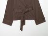 Women Short Trench Coat Lapel Double Breasted Belted Waist Long Sleeve Cropped Windbreaker Casual Commuter Outerwear