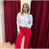 Floral Print Stand Collar Blazer Coat Women Asymmetric Placket Chest Pocket Padded Shoulder Outwear Long Sleeve Suit Jacket