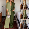 Women Blazer Suit Autumn 2 Piece Sets 2PCS Office Outfits Long Sleeve Blazer Wide Leg Pants Sets Tracksuit