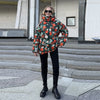 Printed Loose Thicken Coats Women Full Sleeve Zippers Hoodie Warm Outwears Female Autumn Winter Lady Jackets Chic