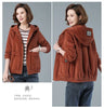 Corduroy Short Coat 5XL Women's Spring Autumn Korean Loose Solid Hooded Jacket Casual Female Zipper Coat Tops