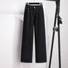 Women Jeans Stretch Casual Trousers Washed Denim Straight Pants Female Fleece Loose Vintage Jeans XL-7XL Oversize Autumn Winter