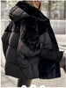 European American Women's Solid Color Casual Simple Basic Spliced Hooded Quilted Coats Female Parkas Clothes