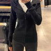 Streetwear Black Hoodie Coat Women's Clothing Hooded Zipper Slim Fit Y2k Jackets Casual Sweatshirts Tops Ropa Mujer