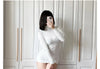 Women Transparent Sexy See Through Mini Dress Korean Outdoor Expose White Sheer Slim Fit Above Knee Longsleeve Crop Skirts