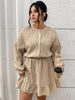Plus Size Solid Buttons O-Neck Long Sleeve Shirt Dress Women Autumn Elastic Waist Casual Ruffle Hem Short Dresses