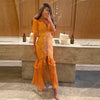 Sexy Print Women Long Dress Urban V-neck Single Breasted Ruffles Half Sleeve Female Dresses Spring Autumn Lady Robe