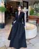Black Long Dresses for Women Korean Simple High Waist Zipper-Up Turtleneck A-Line Dress Ladies French Style High Street Vestidos