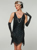 1920s Flapper Roaring Plus Size 20s Great Lady MIni Short Dress Gatsby Fringed Sequin Beaded Lady Mini Tassels Dress