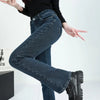 Winter Female Thin Snow Warm Plush Jeans Lady Chic Fleece Flared Pants Girls Korean High Waist Straight Leg Denim Trousers