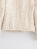 Women Tweed Jacket Stand Collar Fringe Tassel Textured Fabric Zip‑up Long Sleeve Pockets Cropped Coat Elegant Lady Outerwear