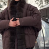 Vintage Faux Fur Patchwork Women Thicken Coat Long Sleeve Belt V-neck Female Outwear Winter Lady Streetwear