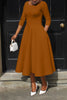 Women Twist Length Sleeve O-neck Big Swing Retro Dress Autumn Vintage Vestidos Even Party Cocktail Dresses