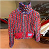 Retro Reversible Quilted Padded Jacket Women Color Block Print Pocket Button Coat Autumn Winter Lady Outerwear