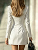 Women Striped Blazer Dress Lapel Double Breasted Long Sleeve Bodycon Mini Dress Elegant Office Work Party Slim Suit Dresses