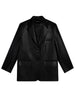 Spring Autumn Elegant PU Leather Office Jacket Long Sleeve Blazer Slim Fit with Lapel Flap Pockets for Women Clothing