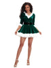 Women Half Sleeve Solid Ladies Santa Claus Xmas Theme Costume Cosplay Outfit Waistbelt Fancy Christmas Dress
