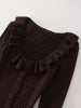 Brown Knitted Dresses For Women Maxi Elegant Trumpet Sleeves Knit Fishtail Dresses Women Long Ruffled Dresses Maxi