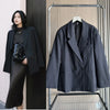 Fall/Winter Women's Street oversized pinstripe shoulder-padded loose suit jacket for women