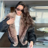 Women's Warm Faux Fur Spliced Cotton Coats Loose Lapel Long Sleeve Pockets Thicken Jacket Winter Lady Chic Outwear