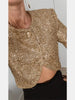 Tweed Style Metallic Thread Jacket Gold Cropped Length Chic Elegant Long Sleeve Autumn Women Outerwear Party Jacket