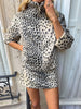 Retro Spotted Fur Short Skirts Sets Women Chic Full Sleeves Jacket Zipper Half Body Skirt Faux Fur Loose Suits Daily Wear Lady