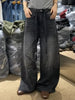 Glittering Rhinestone Denim Pants Women's Jeans Wide Leg Design Sensation Floor-Length Pants loose jeans