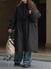 Black Big Size Long Cotton-padded Coat Long Sleeve Loose Fit Women Parkas Tide Autumn Winter 1DH2804