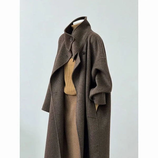 Double-Sided Cashmere Coat For Women In Autumn And Winter, Hepburn Style Woolen Long Coat