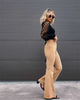Corduroy Casual Trousers Women Autumn Winter Solid High-waist Flare Pants Lady Slim Black Gray Khaki Orange Long Pants