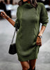 Turtleneck Wrap Hip Women Sweater Dress Solid Color Knitted Dresses Female Autumn Winter Casual Thickened Warm Mini Gown