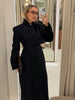 Autumn Commute Women's Maxi Coat Solid Long Sleeve Shoulder Padded Straight Slim Overcoats Office Daily Lady Outwears